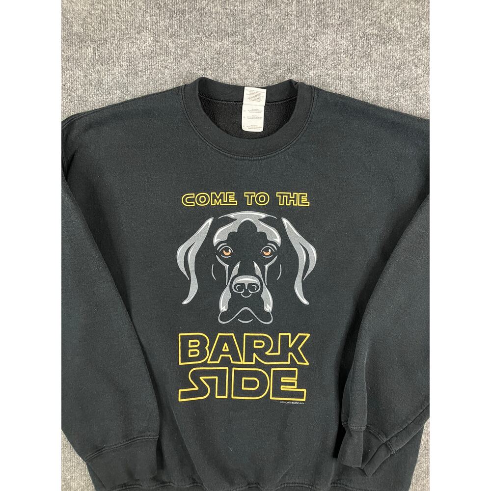 Gildan Sweatshirt Mens L Black Bark Side Graphic Crewneck Funny Dog Star Wars - Picture 1 of 8